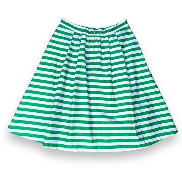 Modcloth Womens Dusk and Stunner Midi Skirt Sz L Green White Stripe Retro Twee - Picture 5 of 6